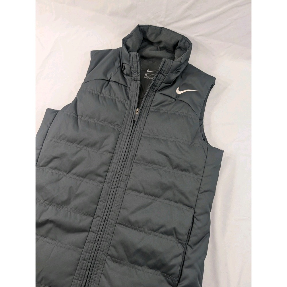 Nike Puffer Vest Men's Medium Puffer Gray Full Zip Quilted Sleeveless‎ Jacket